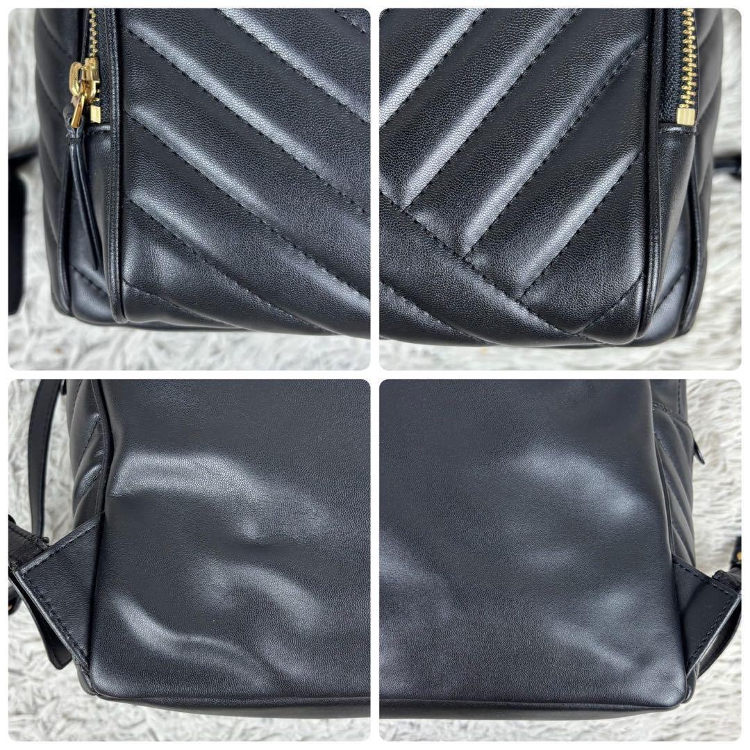 極美品 トリーバーチ レザー リュック シェブロン フラップ フレミング 黒