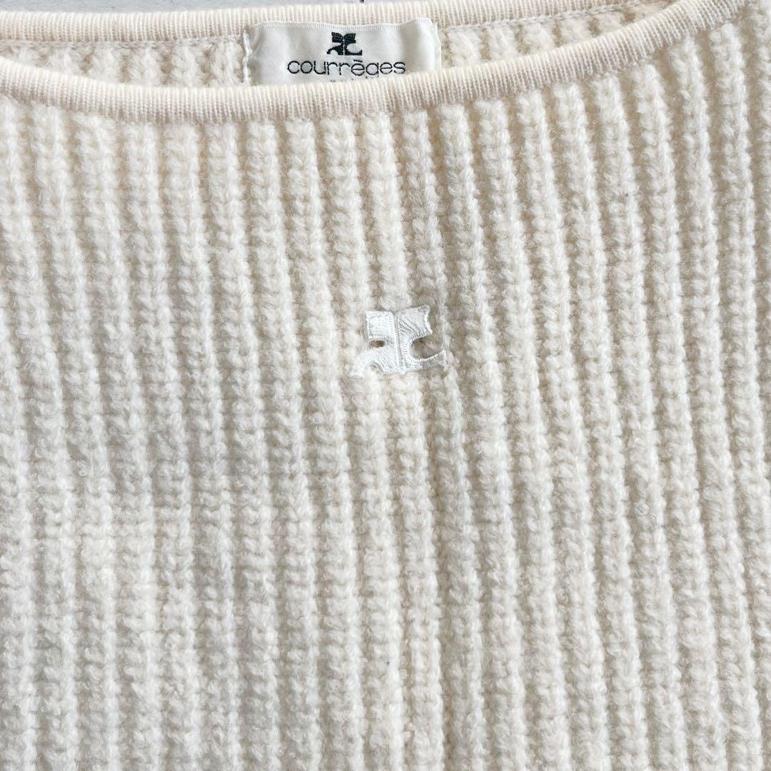 クレージュ 刺繍入り 長袖ウール リブニットセーター