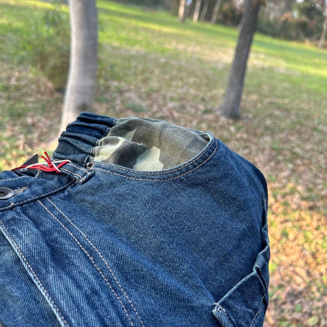 りーサン デニム×迷彩柄 パッチワークパンツ