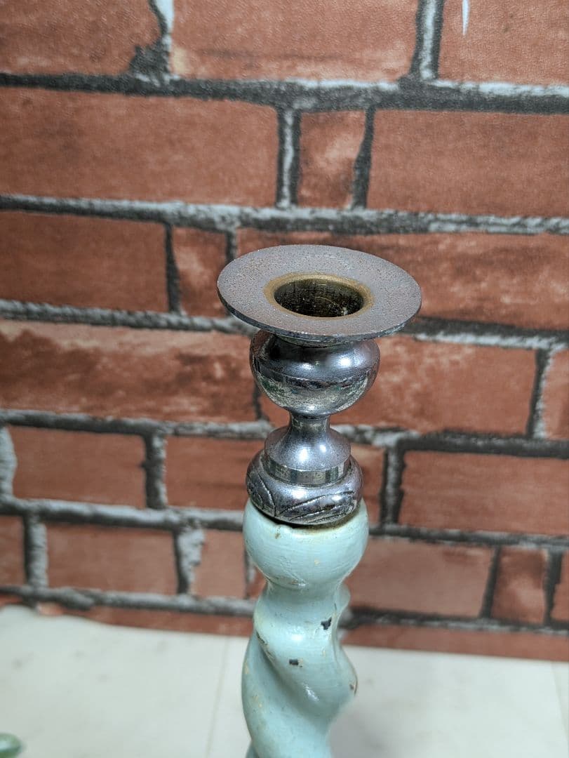 イギリス アンティーク 木製 キャンドルスタンド ペア