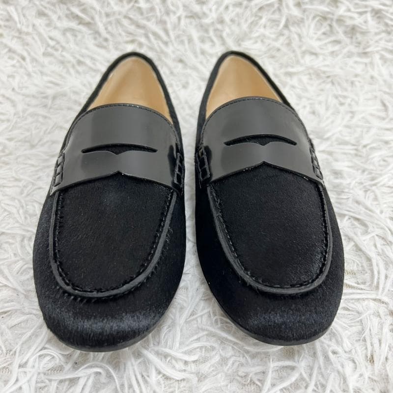 極美品 TOD’S ローファー ハラコ ブラック モカシン 36.5
