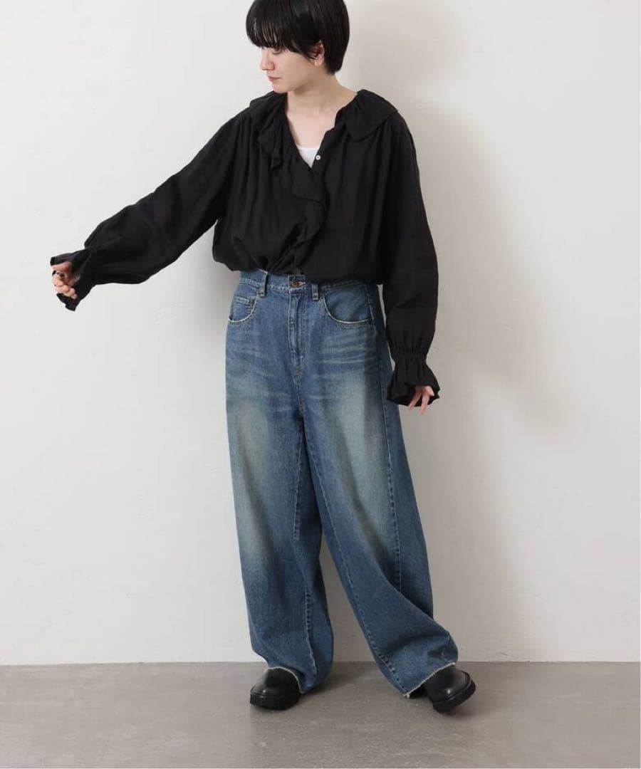 フレンチリネン フリルパフブラウス