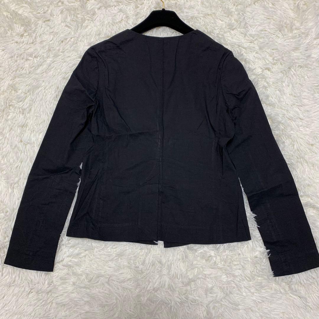 【美品】セオリー スーツ セットアップ ノーカラー リネン L ブラック