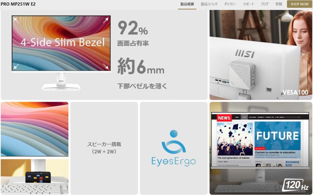 未使用MSI PRO MP251W モニター 24.5 120Hz 2025