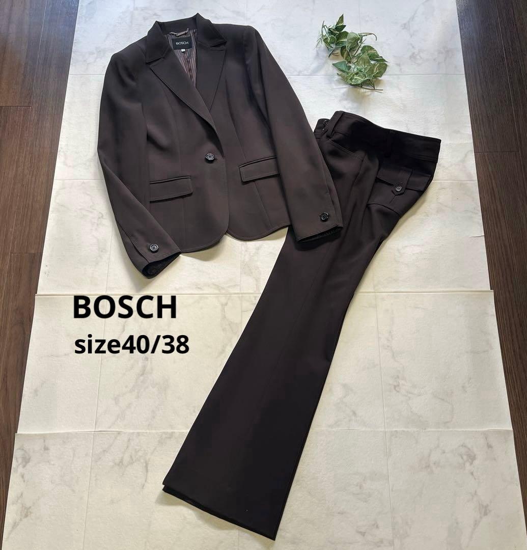 極美品　BOSCH パンツスーツ　テーラードジャケット　40/38 ブラウン