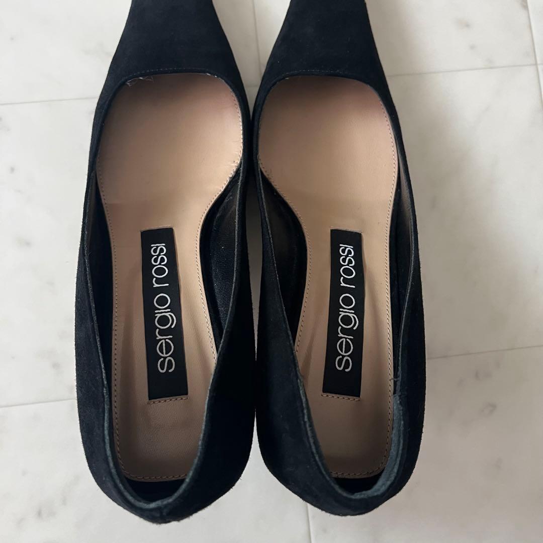 美品♡セルジオロッシ シルバーメタル トゥキャップ パンプス ブラック 36