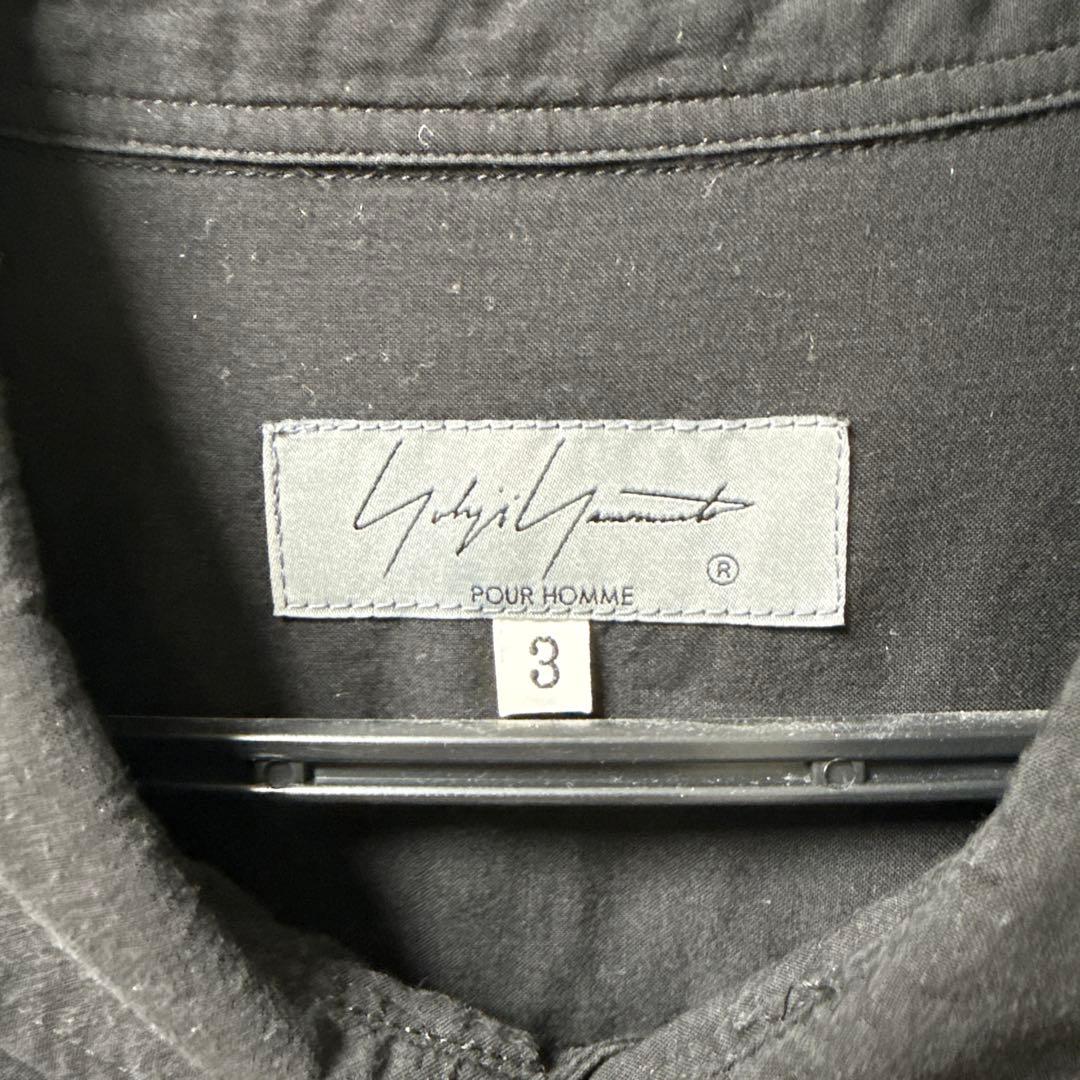 テンセルローンタックブラウス　ヨウジヤマモトプールオム　3　黒　古着