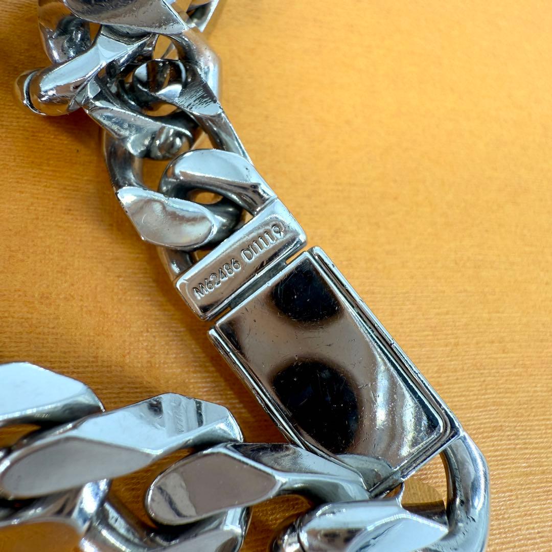 美品 ルイヴィトン モノグラム チェーン ブレスレット シルバー メタル 喜平