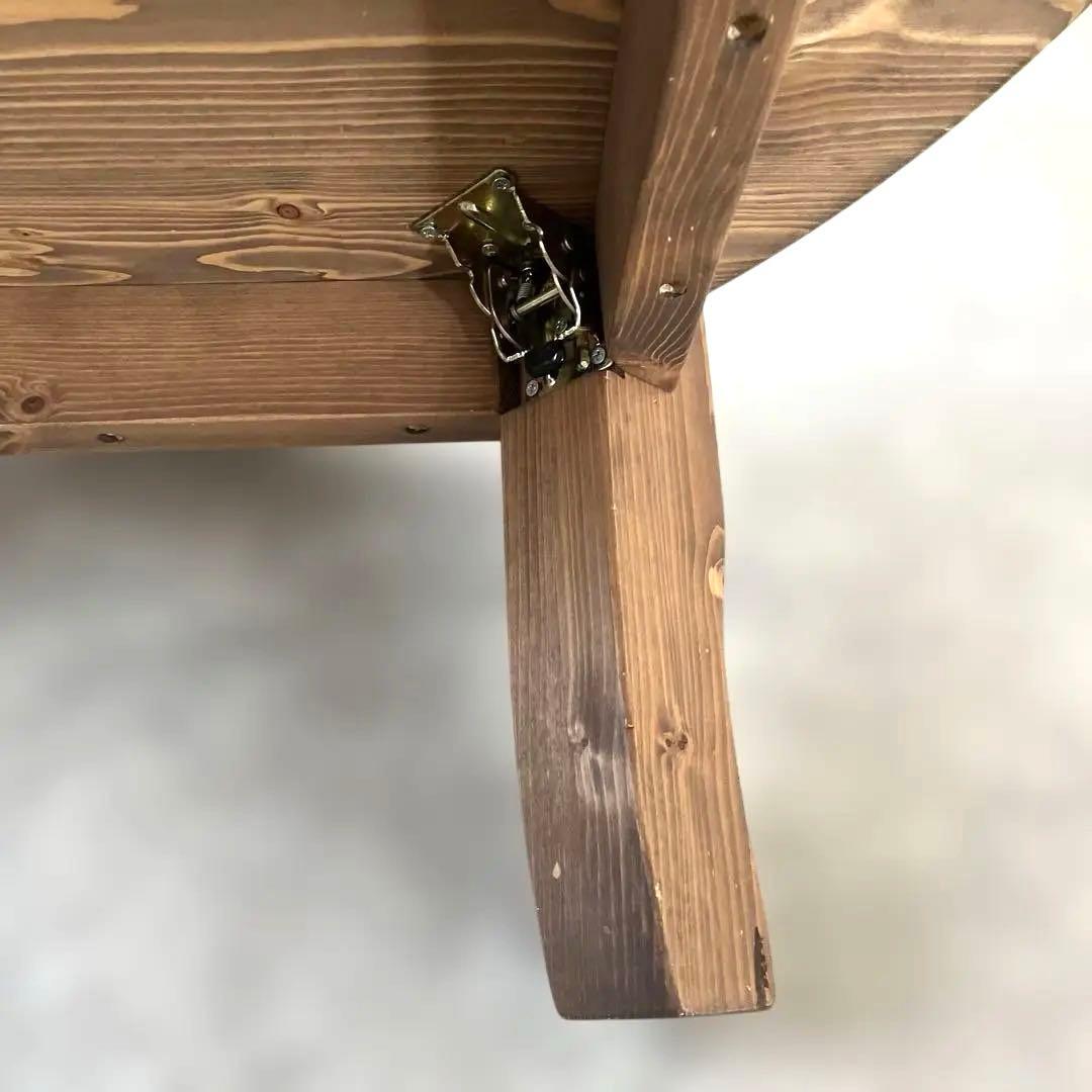 高級折りたたみ式 丸座卓天然木国産松無垢材パイン材 円卓90cm オイル塗装