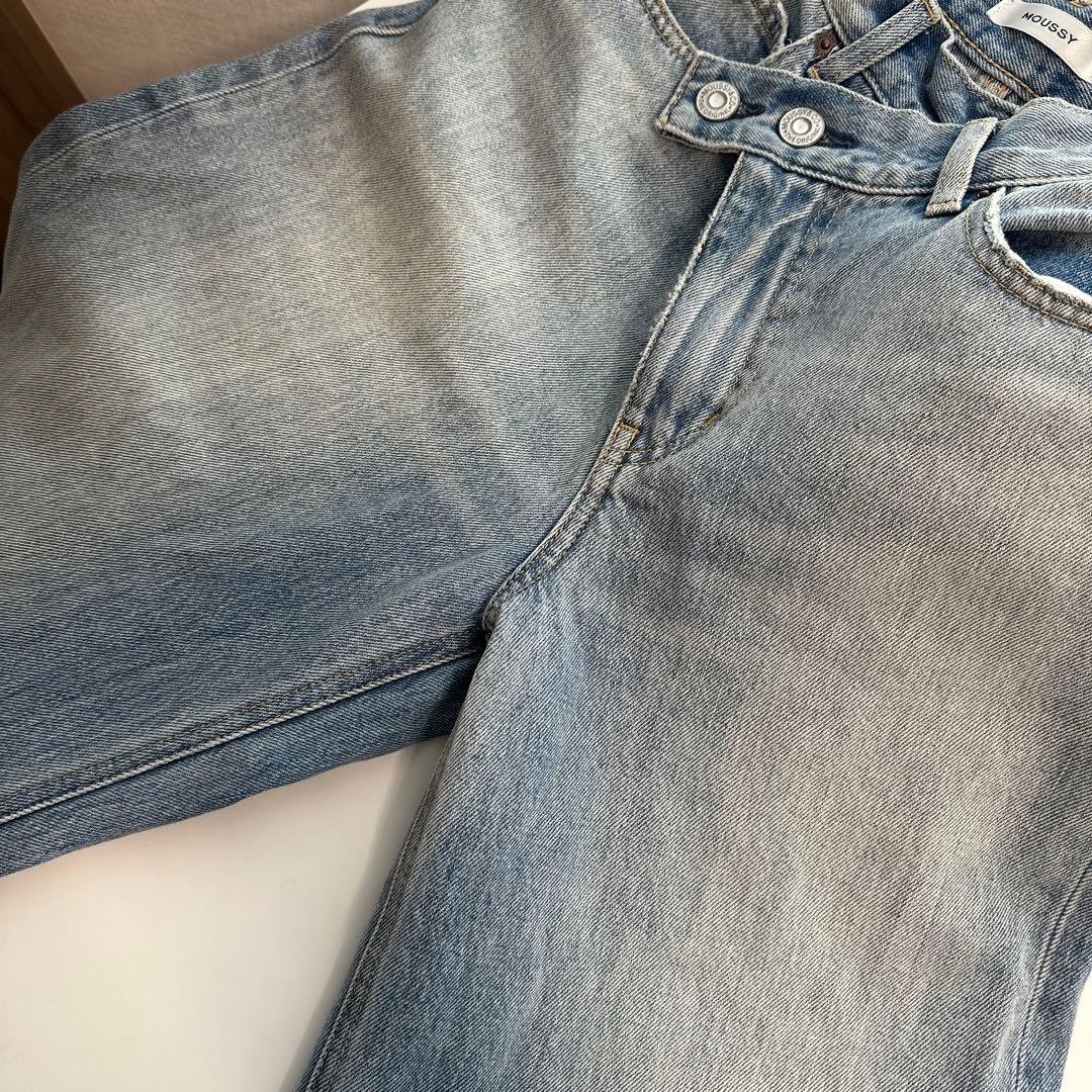 moussy クロスウエストワイドストレートデニム　ライトブルー 1