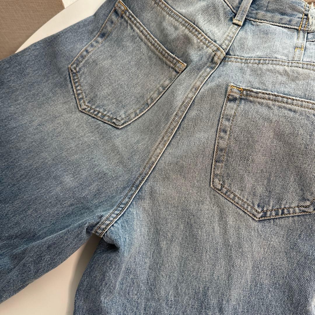 moussy クロスウエストワイドストレートデニム　ライトブルー 1