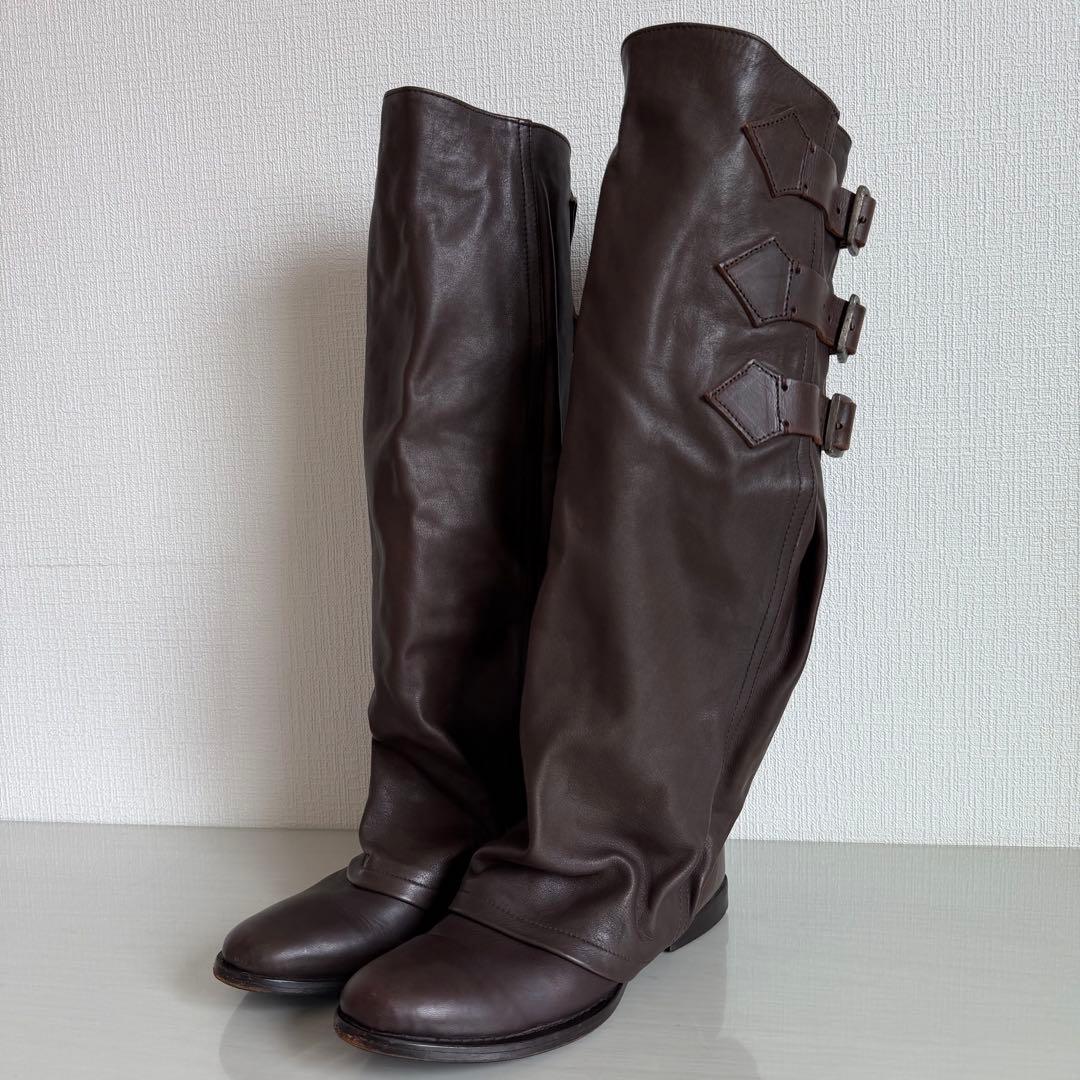 希少　zucca　ズッカ　ナウシカブーツ　ベルトパンツブーツ　ダークブラウン　L