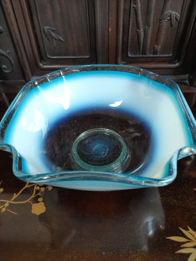 み*し様 乳白　青縁　スミ入れ鉢