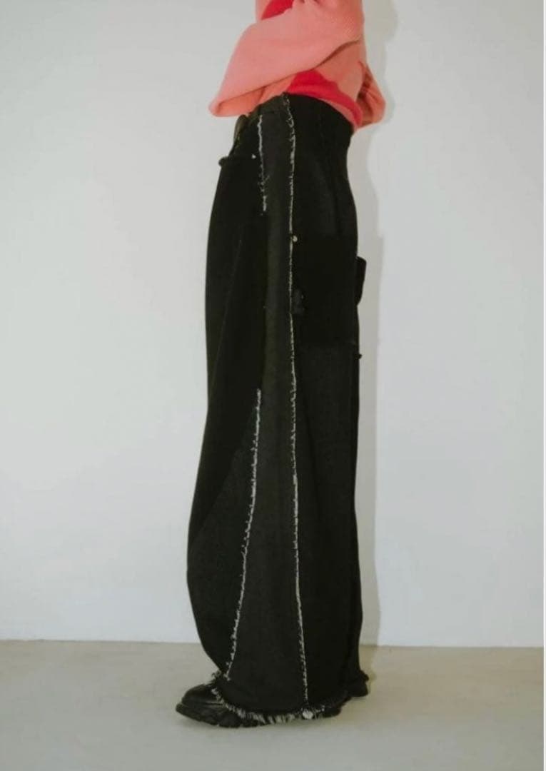 Knuth Marf ツーバックルパッチワークデニム ブラック ユニセックス