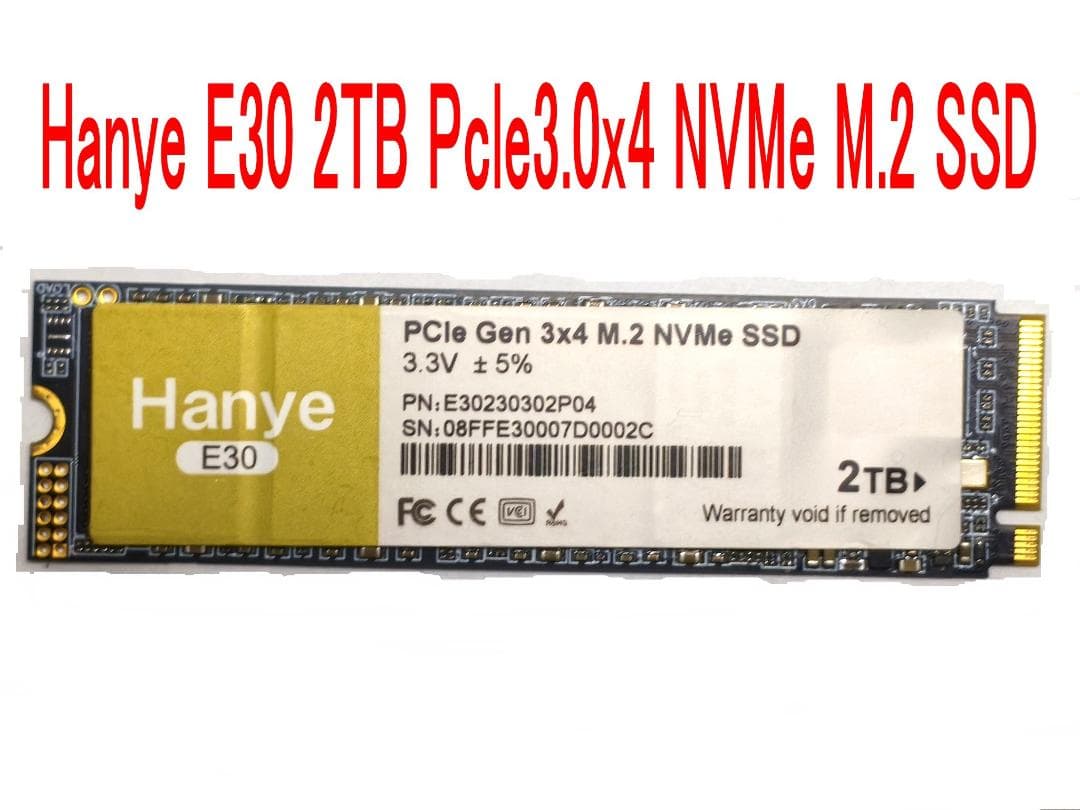 内蔵型SSD Hanye E30 2TB PCIe Gen 3 x4 NVMe M.2 SSD