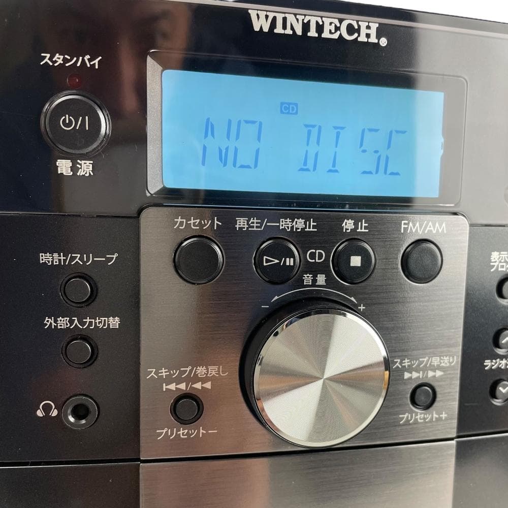 未使用■WINTECH■ CDカセットミニコンポ AM・FM KMC-113