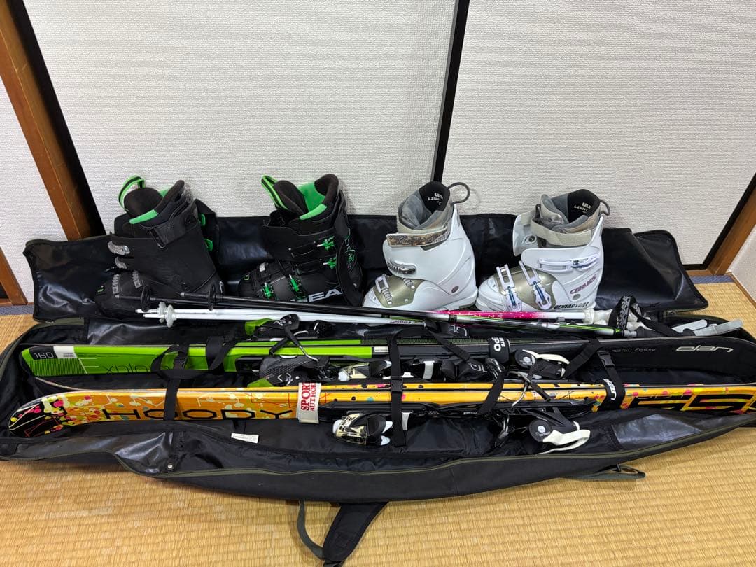 【引退品】スキー板 男女ペア ブーツ等一式