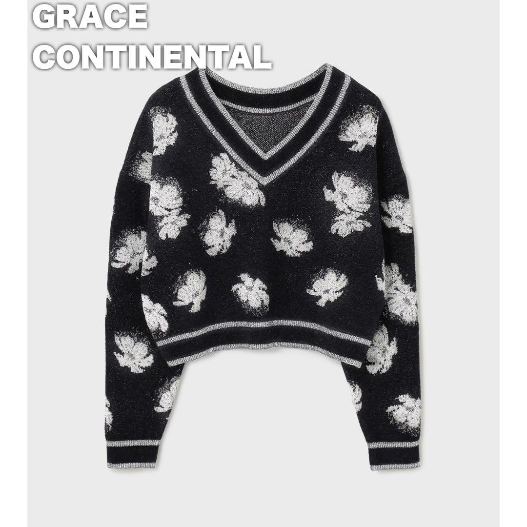 タグ付き✨グレースコンチネンタル ラメフローラルニットトップ