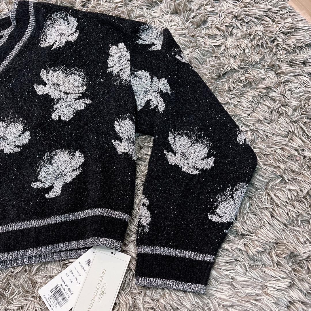 タグ付き✨グレースコンチネンタル ラメフローラルニットトップ