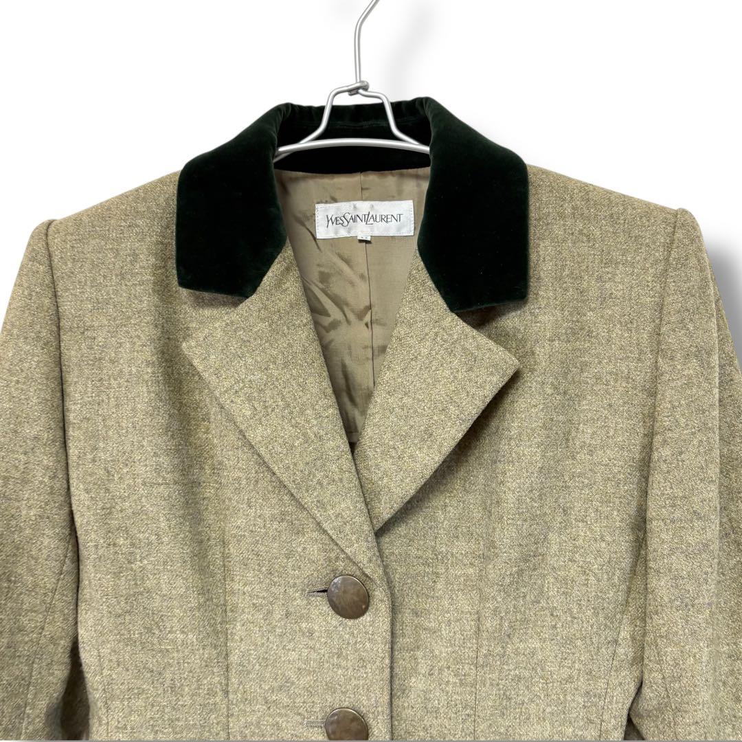 【ヴィンテージ】YSLサンローラン ウールカシミヤ30％ パンツスーツ 秋冬用