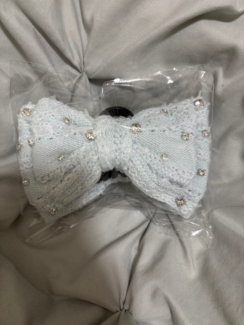 【当日発送】 lumignon ルミニョン リボン ヘアクリップ ブルーホワイト