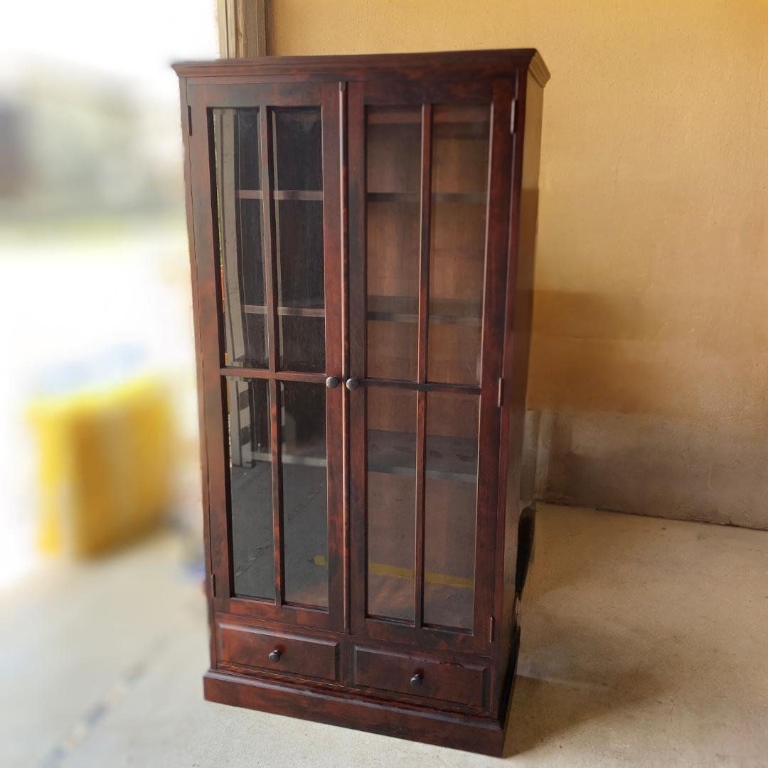 北海民芸 和光 書棚 ブックキャビネット 本棚 ガラスキャビネット 民芸家具