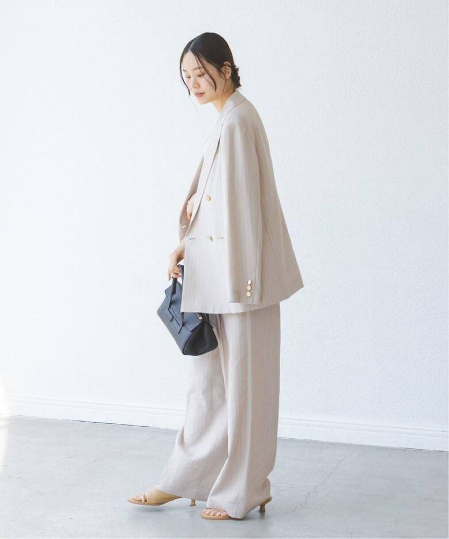 NOBLE 麻ストレッチピークドラペルダブルジャケット✖️ 麻ストレッチパンツ