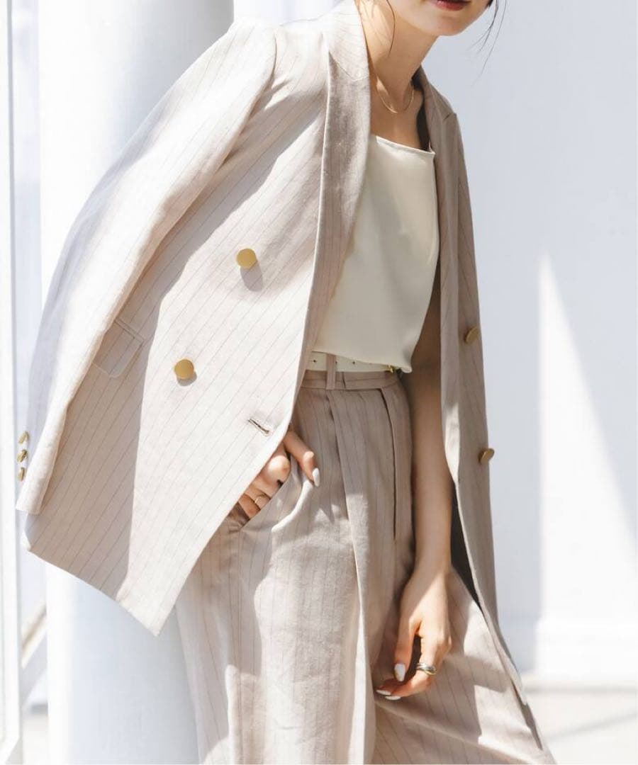 NOBLE 麻ストレッチピークドラペルダブルジャケット✖️ 麻ストレッチパンツ