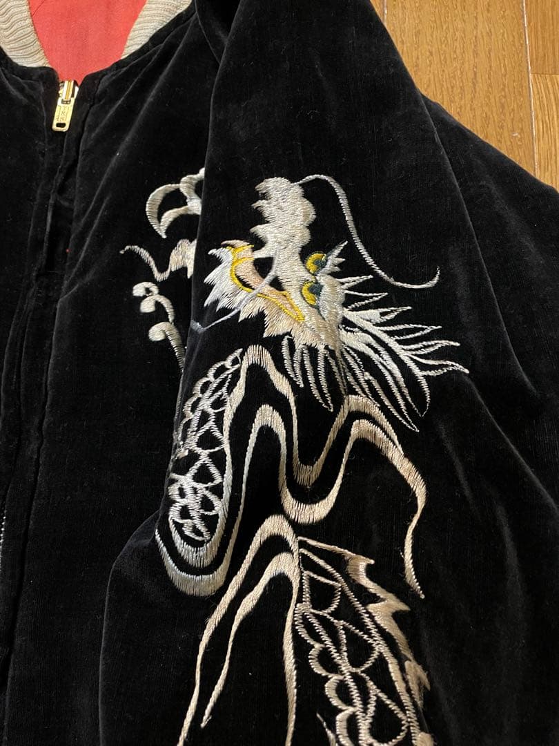 【難あり】vintage Late 50s-60s スカジャン ドラゴン 別珍