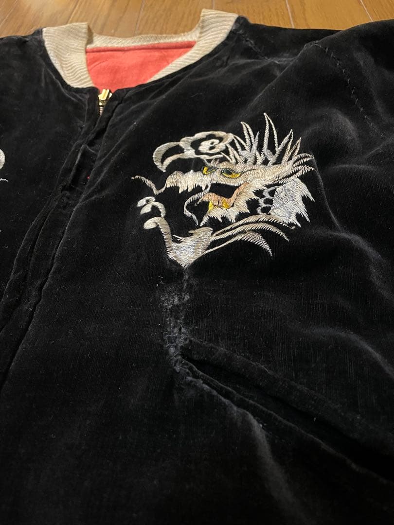 【難あり】vintage Late 50s-60s スカジャン ドラゴン 別珍