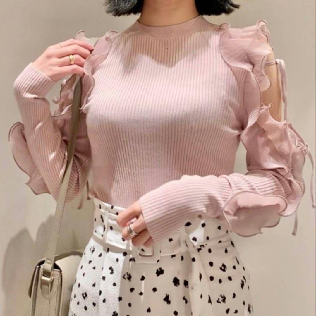 【新品未使用タグ付】フリルスリーブニットプルオーバー SNIDEL PBEG