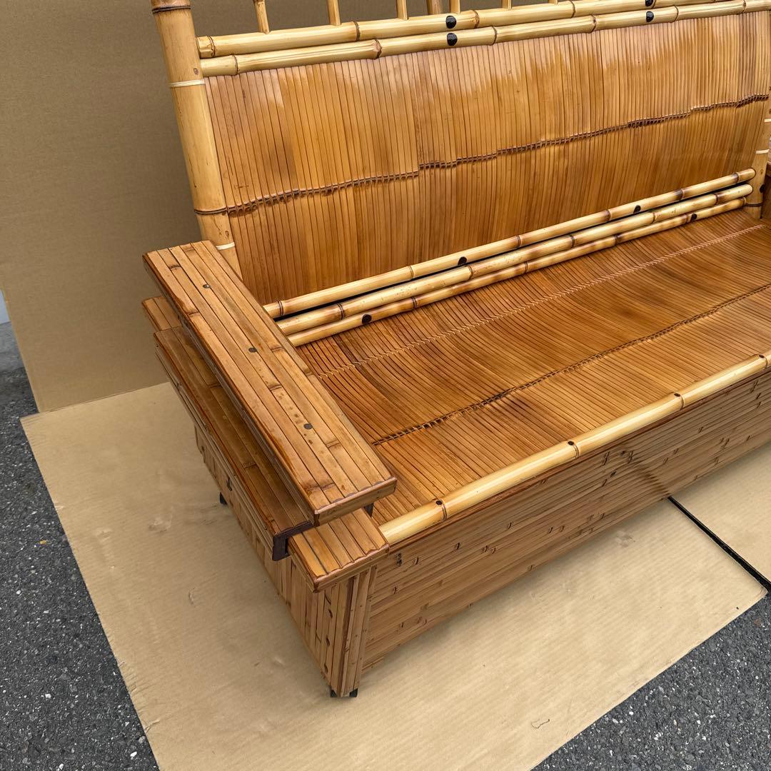 梅里竹芸　三人掛けソファー　ベンチ　竹製　【A-99】