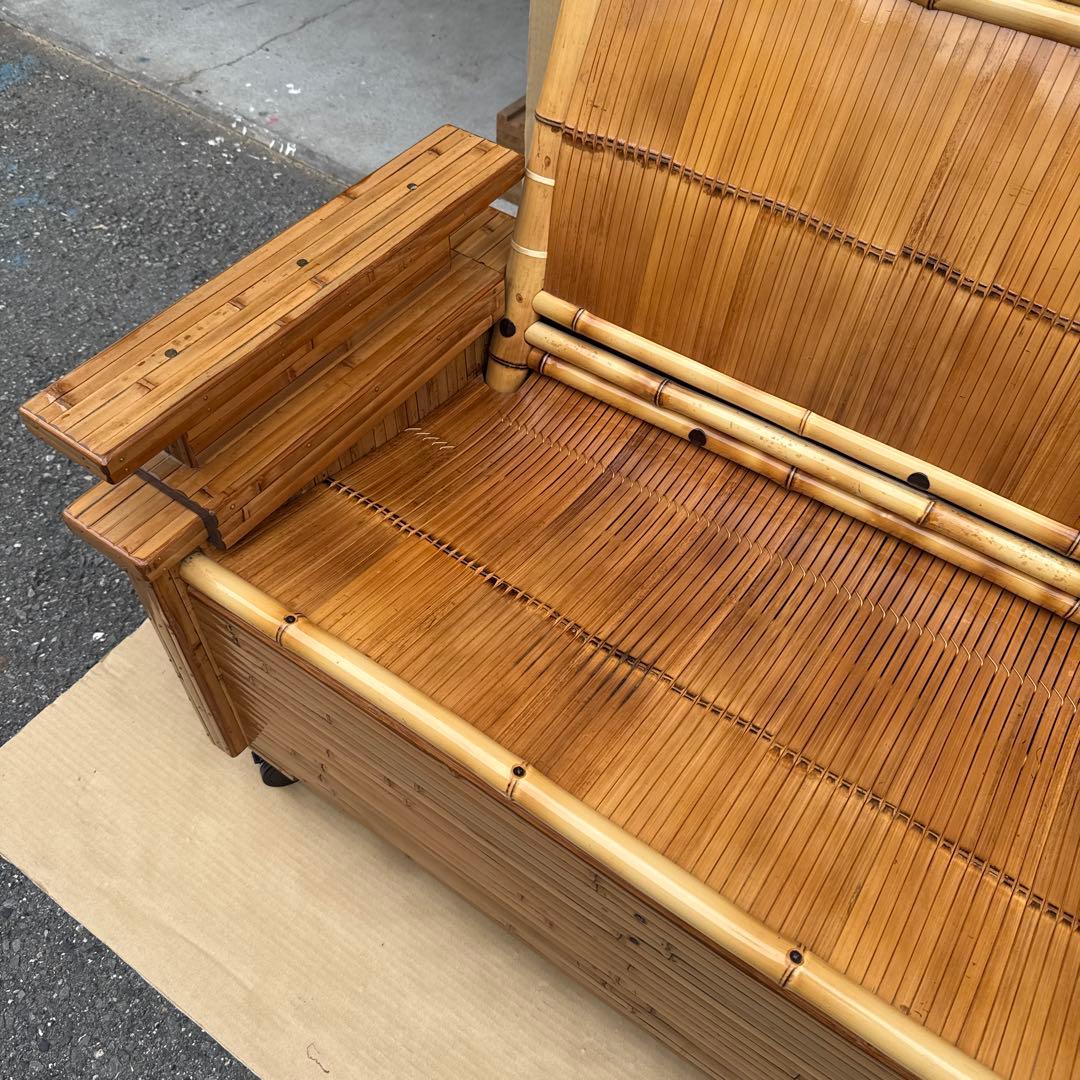 梅里竹芸　三人掛けソファー　ベンチ　竹製　【A-99】