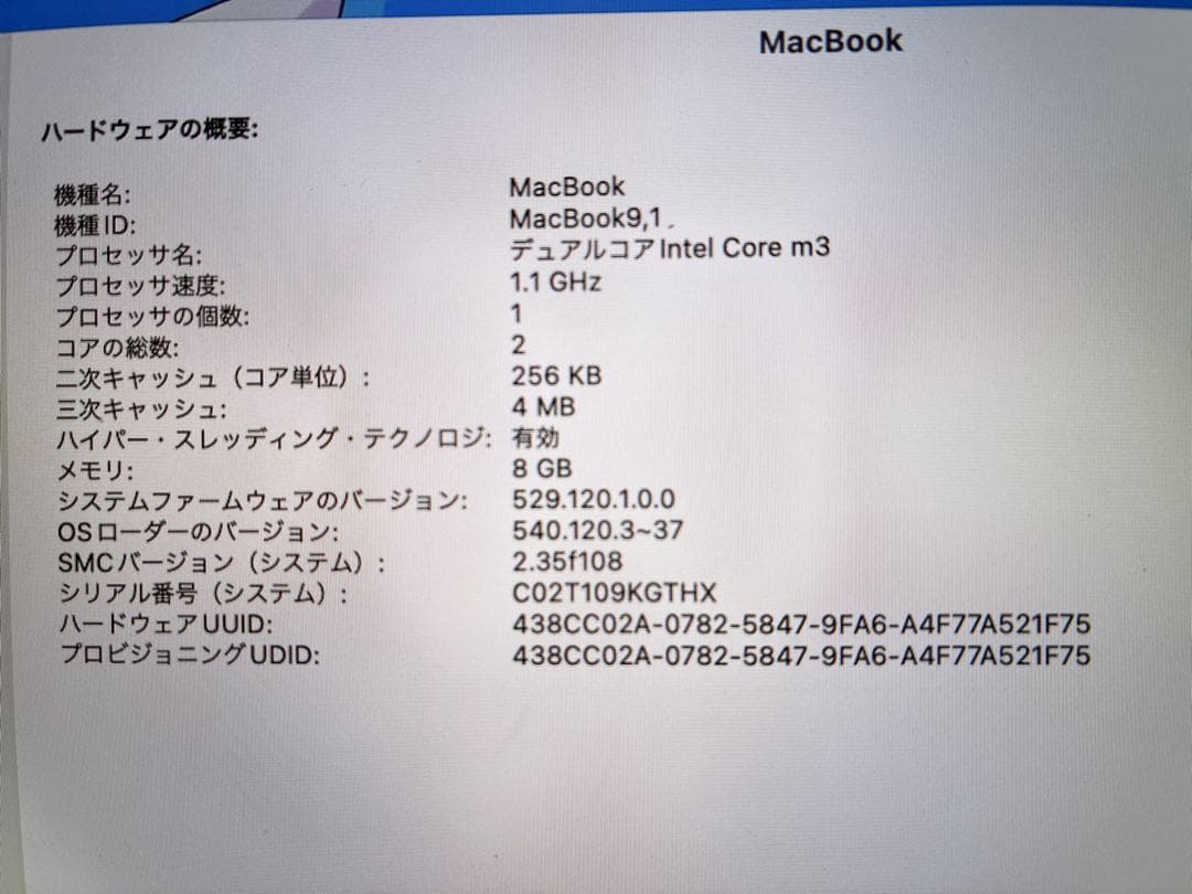 【本体のみ美品】MacBook 12インチ 2016 シルバー 256GB
