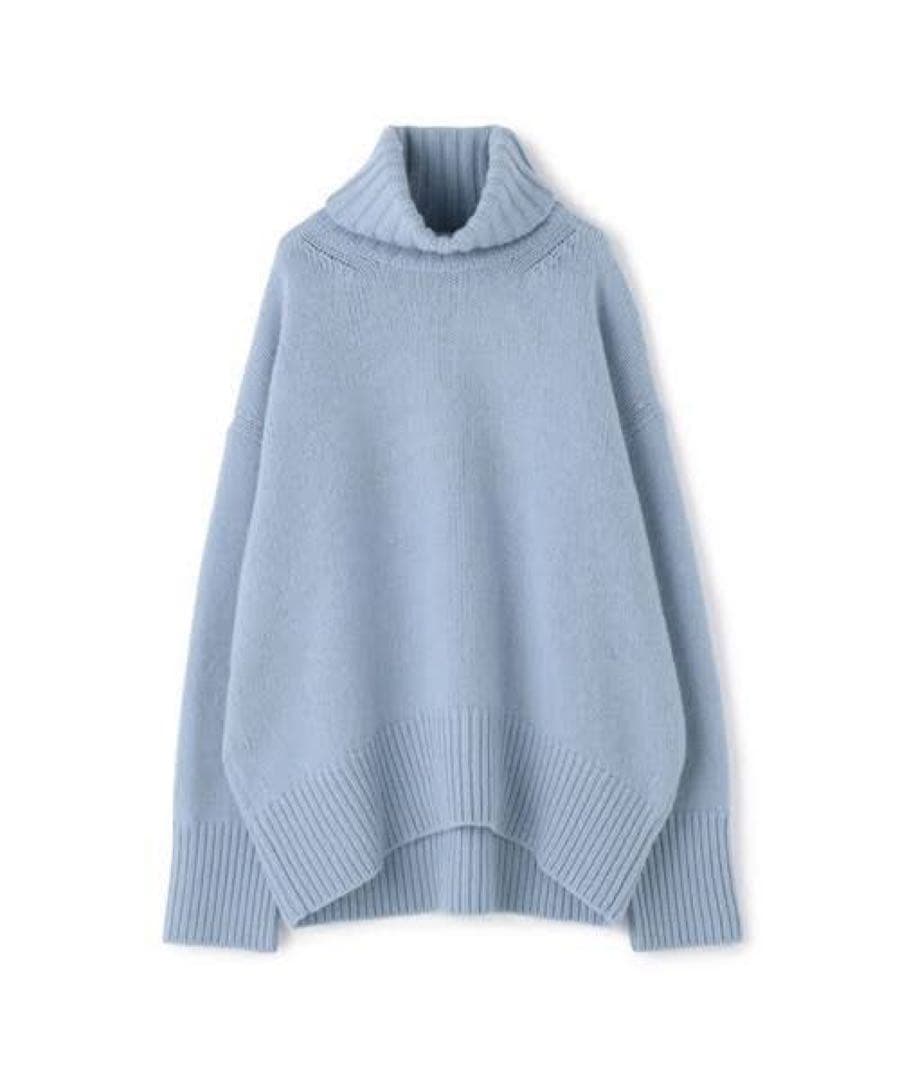 美品　ギャルリーヴィー ファインウールハイネックニットプルオーバー S ブルー