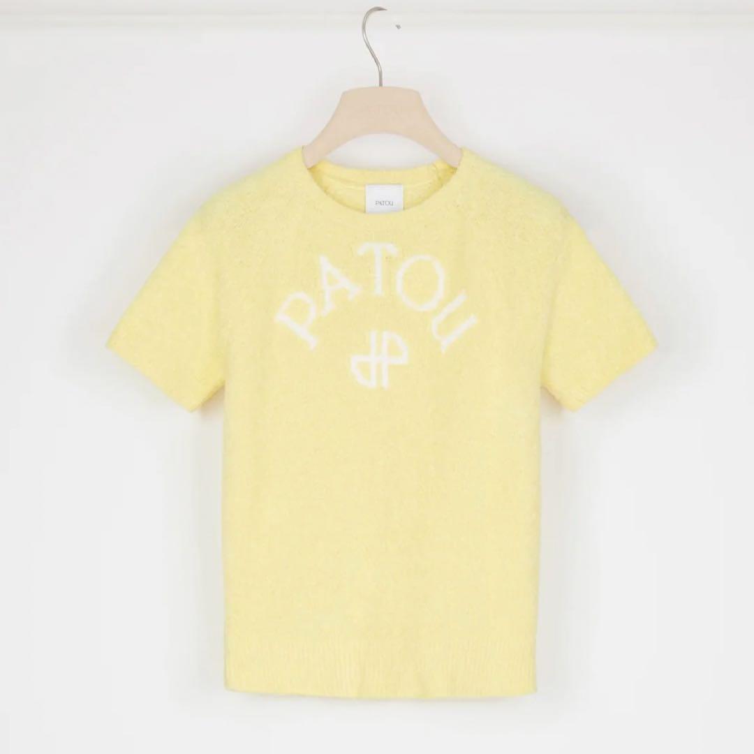 patou パトゥ オーガニックコットンジャカードニット ロゴ 黄色