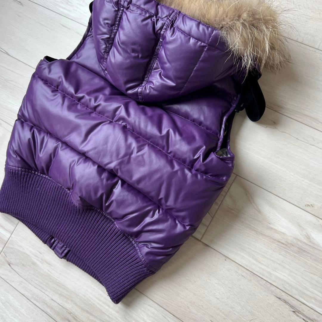 希少カラー　バーバリーブルーレーベル　ダウンベスト　ファー　チェック　2way