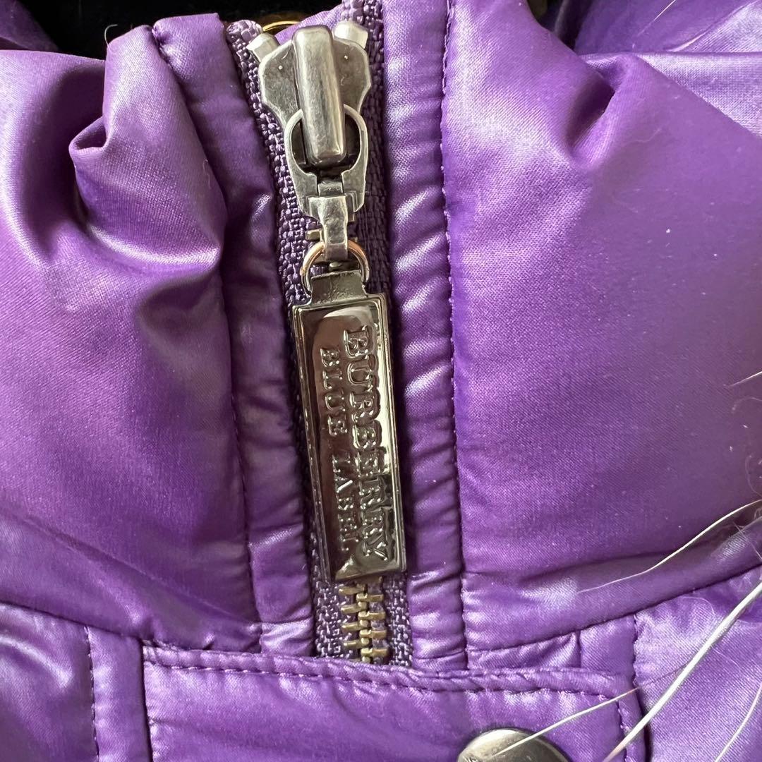 希少カラー　バーバリーブルーレーベル　ダウンベスト　ファー　チェック　2way