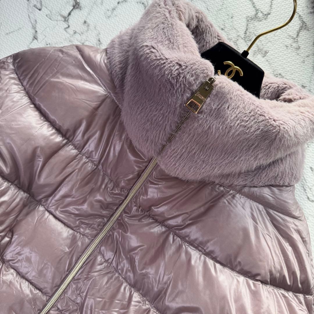 ヘルノ　ハイブリッドダウンジャケット　エコファー　スタンドカラー　コンビ　切替