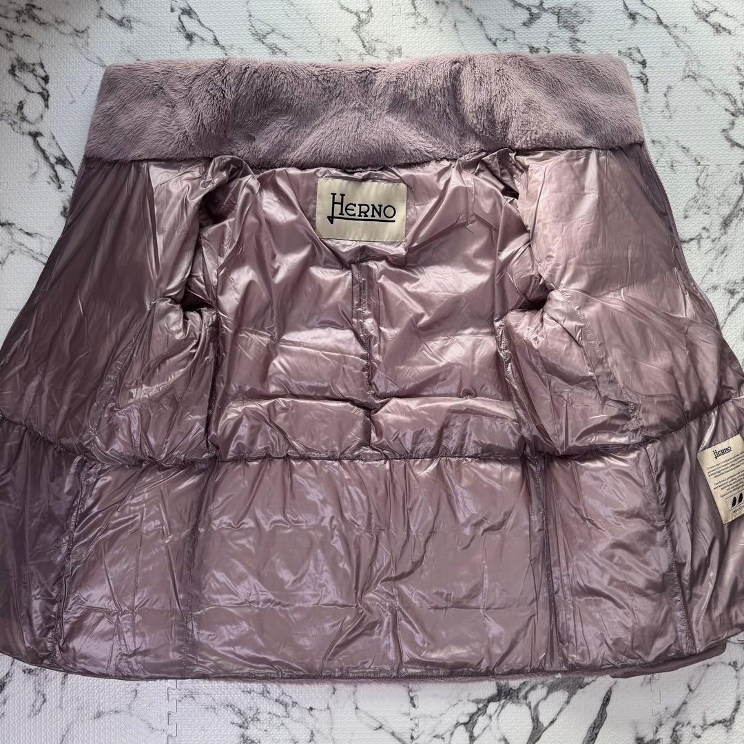 ヘルノ　ハイブリッドダウンジャケット　エコファー　スタンドカラー　コンビ　切替