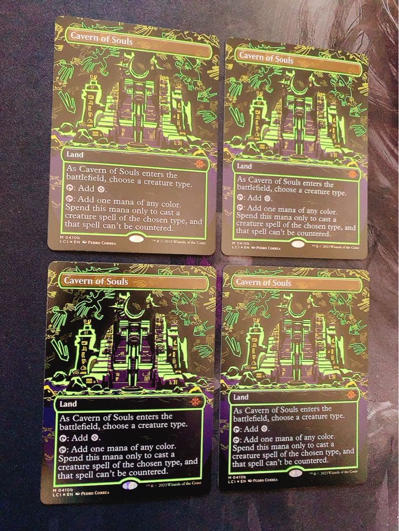 【ネオンfoil 黄色】魂の洞窟　英語　4枚セット