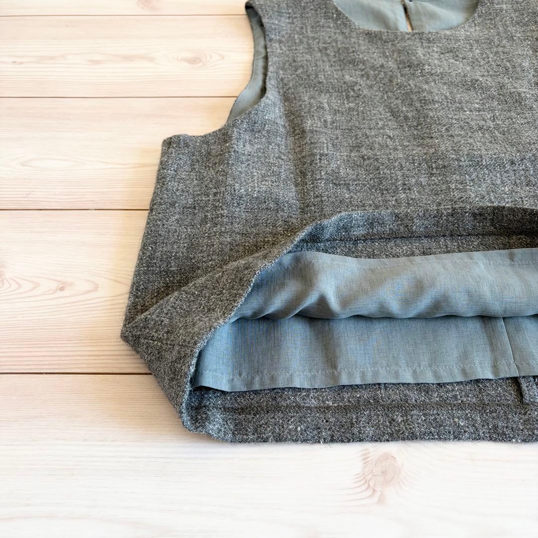 美品 中川政七商店 麻とウールツイード かぶりベスト 日本製