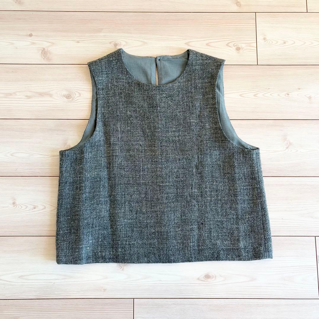 美品 中川政七商店 麻とウールツイード かぶりベスト 日本製