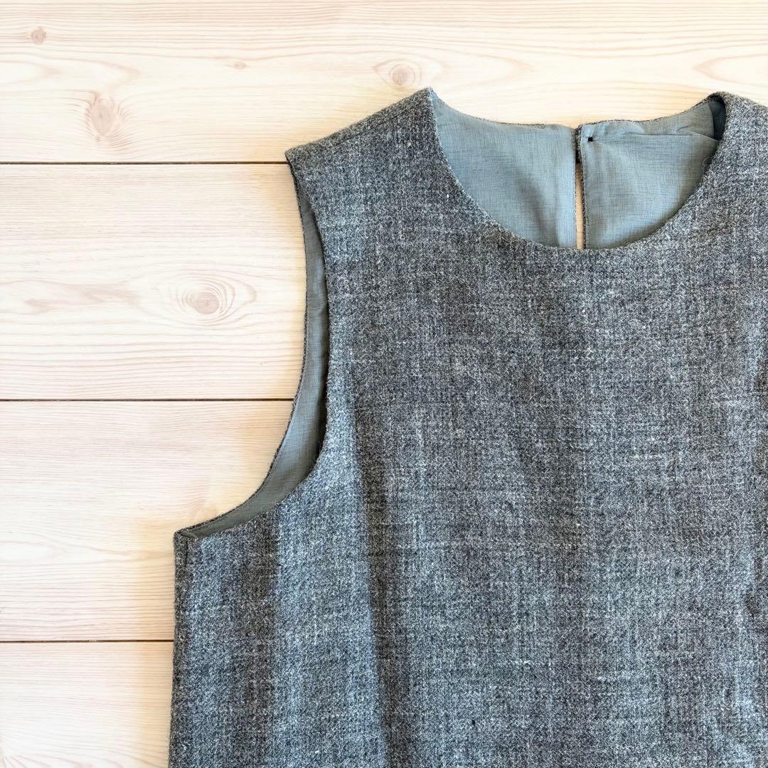 美品 中川政七商店 麻とウールツイード かぶりベスト 日本製