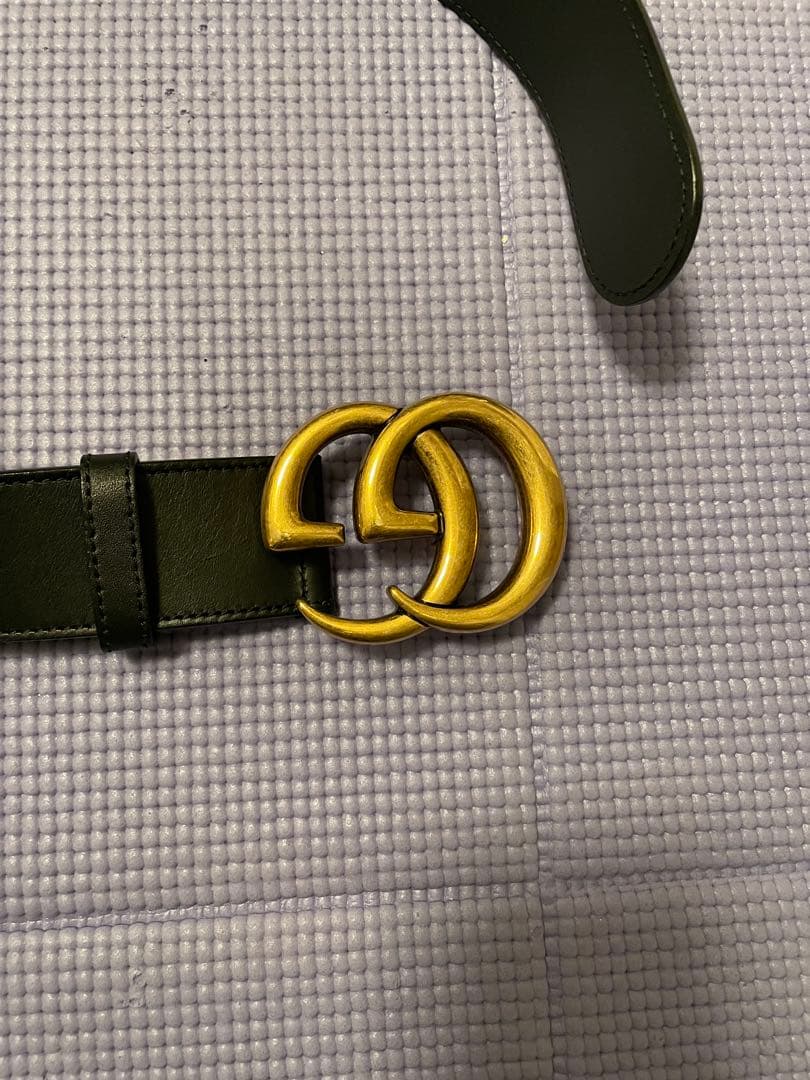 GUCCI GGロゴ ブラックレザー ベルト 80-32