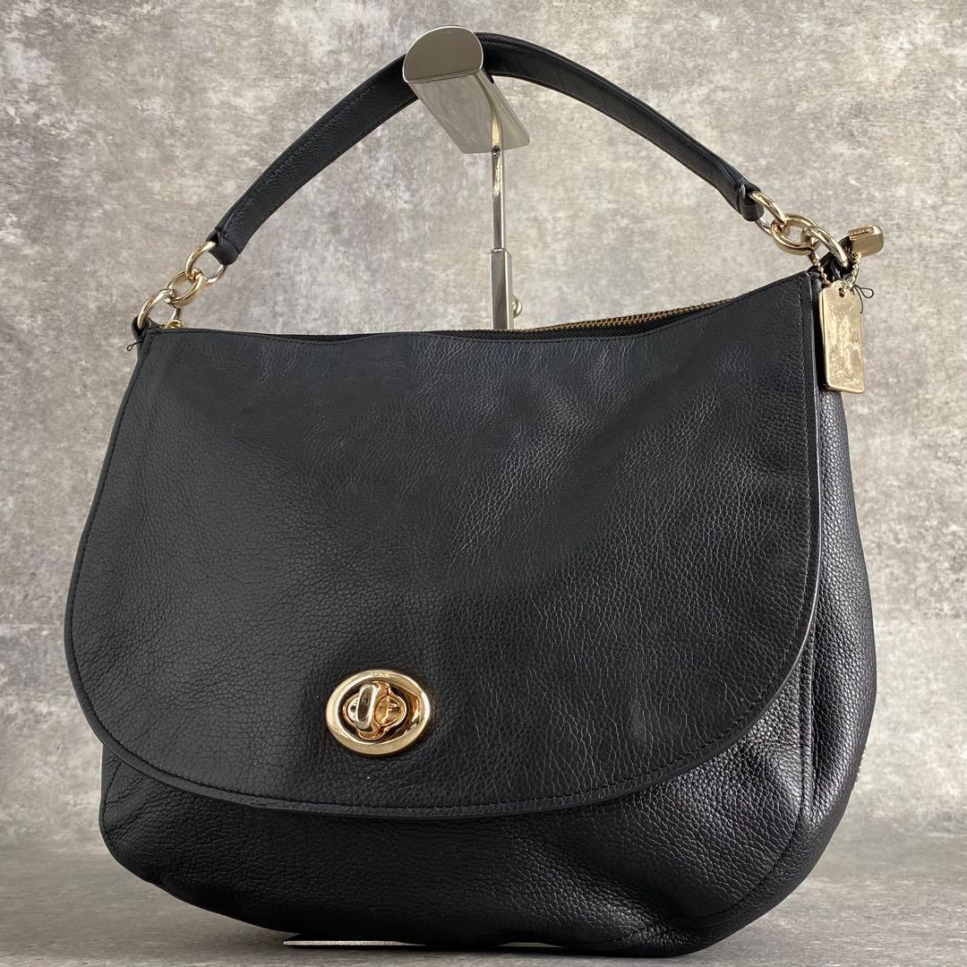 バッグ Coach Turnlock Leather One Shoulder Bag