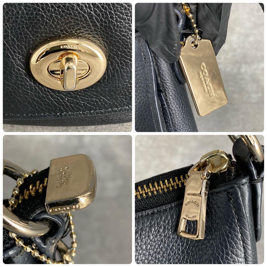 バッグ Coach Turnlock Leather One Shoulder Bag