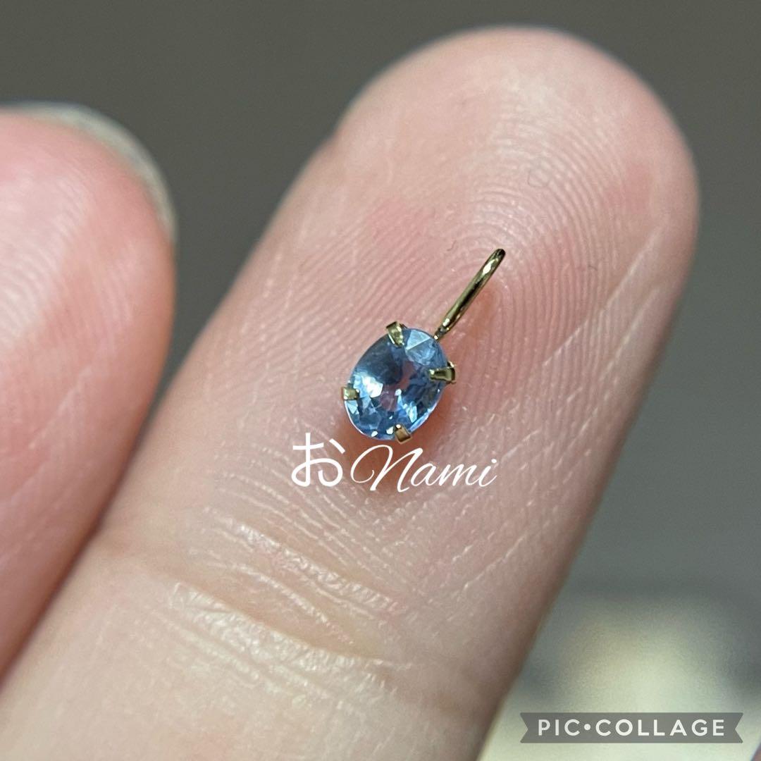 片耳【ブルーモアサナイトダイヤモンド】K18【天然アイスブルーサファイア】トップ