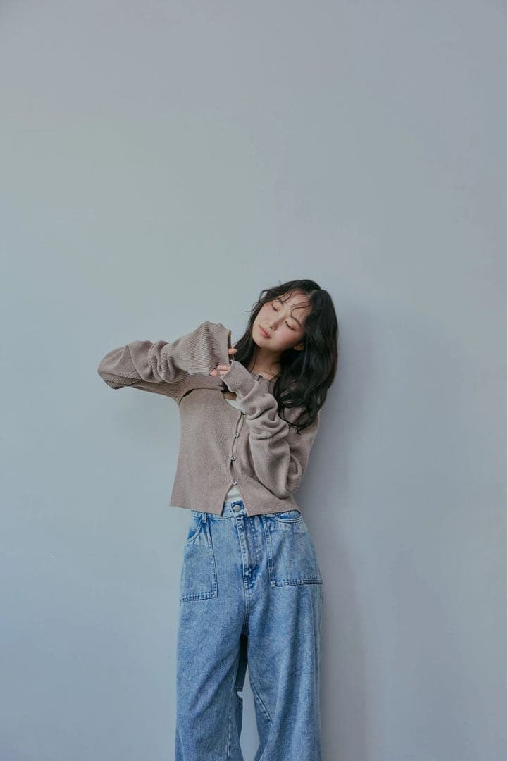 andequal ドッキングリブニット ベージュ