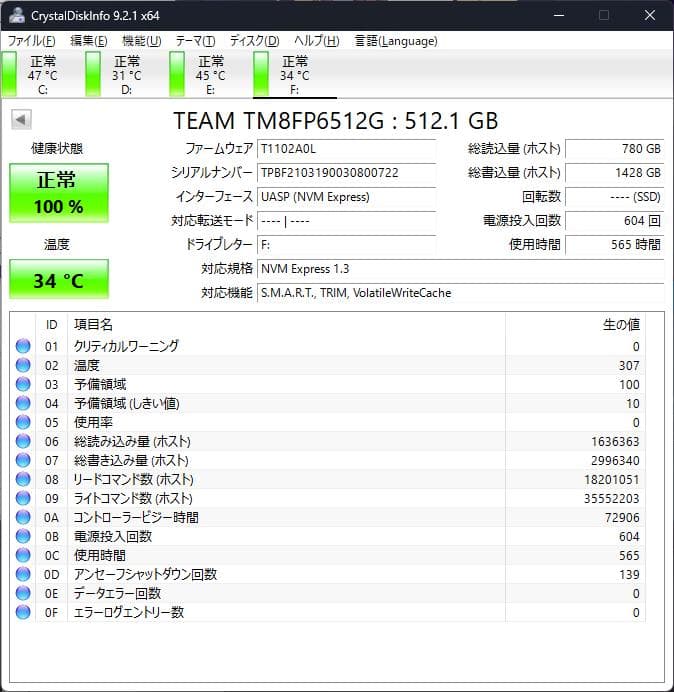 M.2_2280 NVMe SSD 4枚セット